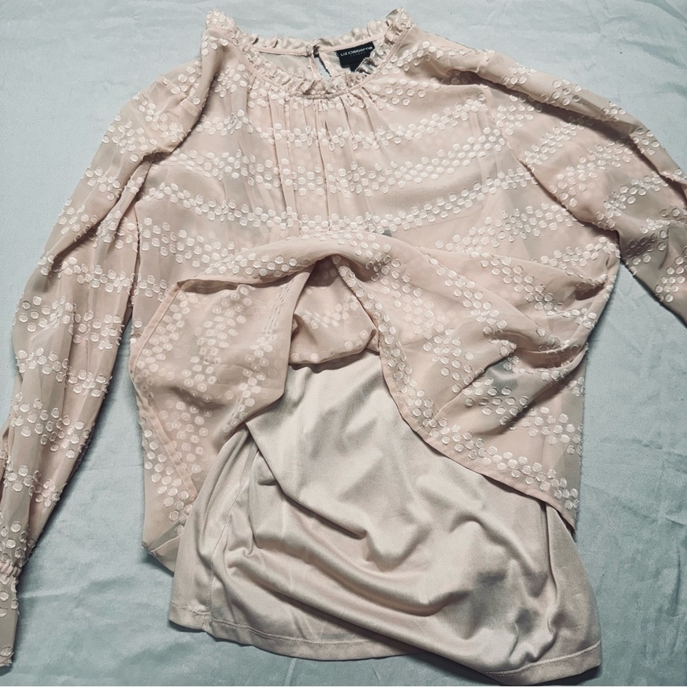 NWOT Light Pink Liz Claiborne 2-Piece Tank Top & Blouse Set, Women's Size XL - Picture 5 of 6